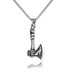 Mens Pendant Necklace Jewelry for Men with 23.6 Stainless Steel Square Pearl Chain (axe pendant)