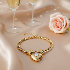 14K Gold Plated Heart-shaped Lock Pendant Bracelet