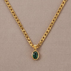 Crystal Stone Pendant Necklace Green