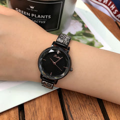 Stylish Women's Crystal Bracelet Quartz Watch Black