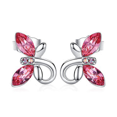 Swarovski Crystal Butterfly Earrings Rose crystal