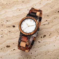 Simple Pearl Shell Color Wood Ladies Watch Rose Gold