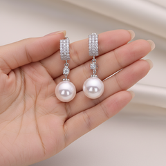 Silver Needle Earrings, Sweet Pearl Earrings