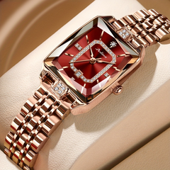 Waterproof Rose Gold Watch - 8 Colours Red