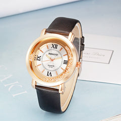 Liquid Sand Watch, Diamond Quartz Watch, Waterproof Leather Strap