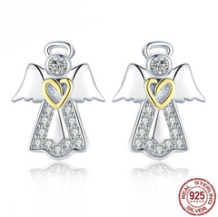 S925 Silver Angel Earrings - Hypoallergenic Studs 925 Silver