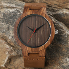 Men's Bamboo Wood Quartz Watch Coffee Dial