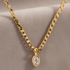 Crystal Stone Pendant Necklace White