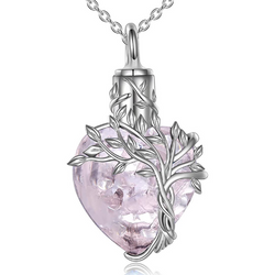 Tree of Life Heart Urn Necklace with Gemstone Pendant 7