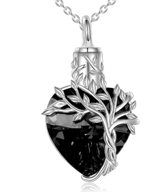 Tree of Life Heart Urn Necklace with Gemstone Pendant 3