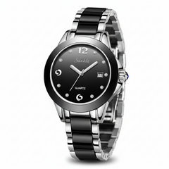Women's Rose Gold Watch Silver black