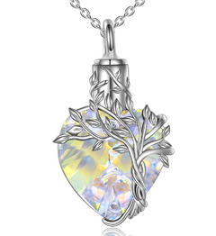 Tree of Life Heart Urn Necklace with Gemstone Pendant 11