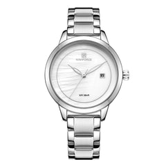 Ladies' Quartz Watch with Business Calendar Accessory Silver