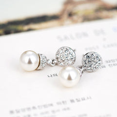 Contemporary Pearl Earrings with Silver Accents