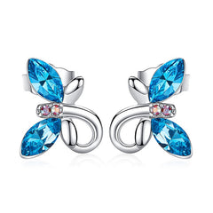 Swarovski Crystal Butterfly Earrings Blue crystal