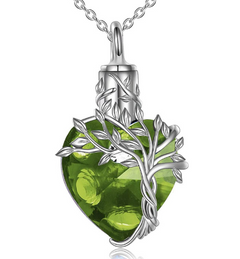 Tree of Life Heart Urn Necklace with Gemstone Pendant 6