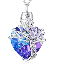 Tree of Life Heart Urn Necklace with Gemstone Pendant 8