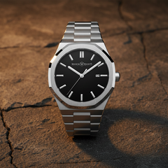 Steel Time Business Watch Silver chain with black face
