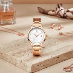 Ladies' Quartz Watch with Business Calendar Accessory Rose Gold
