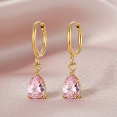 18K Gold-Plated Crystal Hoop Earrings - Capri Collection Rose