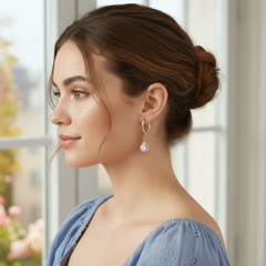 18K Gold-Plated Crystal Hoop Earrings - Capri Collection