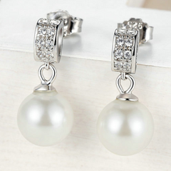 Shell Pearl Earrings, Elegant Jewellery Accessory Silver