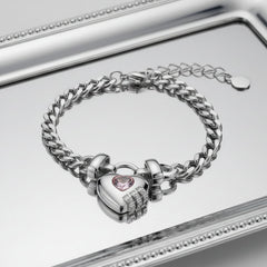 14K Gold Plated Heart-shaped Lock Pendant Bracelet Silver
