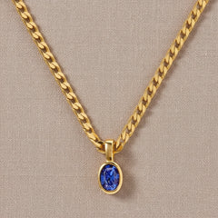 Crystal Stone Pendant Necklace Blue