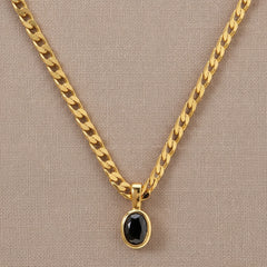 Crystal Stone Pendant Necklace Black