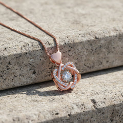 Rose Gold Heart Necklace for Women in 925 Silver Rose Gold