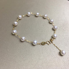 Japanese Sea Pearl Starry Bracelet Pendant, Elegant Design Gold