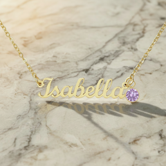 Her Custom Name Necklace with Birthstone