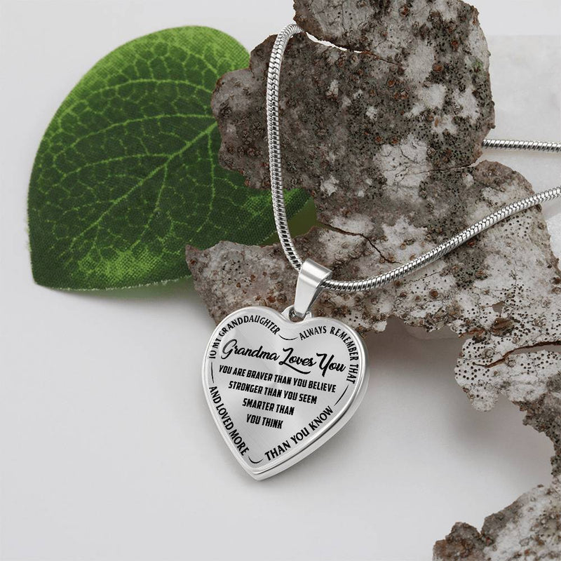 Grandma Loves You - Heart Necklace Luxury Necklace (Silver) No