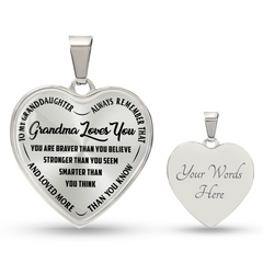 Grandma Loves You - Heart Necklace Luxury Necklace (Silver) Yes