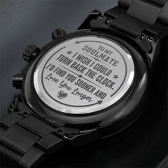 To My Soulmate Turn Back the Clock (Charcoal Black) – Men's Watch Two Tone Box
