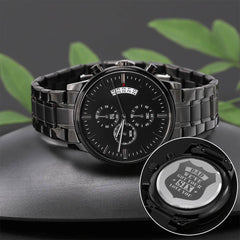 Engraved Watch We've Got Your Six (Charcoal Black) – Men's Watch Two Tone Box