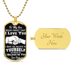 Believe In Yourself - Dog Tag Necklace Military Chain (Gold) Yes