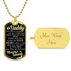 Dad To Be - Dog Tag Necklace Military Chain (Gold) Yes