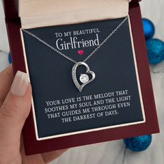 My Beautiful Girlfriend - Forever Love Necklace 14k White Gold Finish Luxury Box