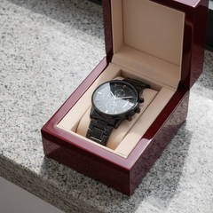 To My Soulmate Turn Back the Clock (Charcoal Black) – Men's Watch