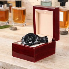 To My Husband Your Last Everything (Charcoal Black) – Men's Watch Luxury Box w LED