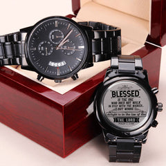Blessed Is the One (Psalm 1:1-3 NIV) – Men's Watch Luxury Box w LED