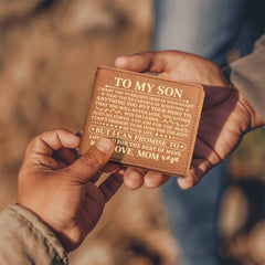 To My Son Promise (Brown) – Cowhide Leather Wallet Leather Wallet