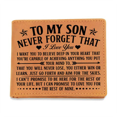 To My Son Skies – Brown Cowhide Leather Wallet