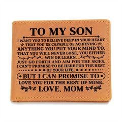To My Son Promise – Brown Cowhide Leather Wallet