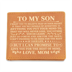To My Son Promise (Brown) – Cowhide Leather Wallet
