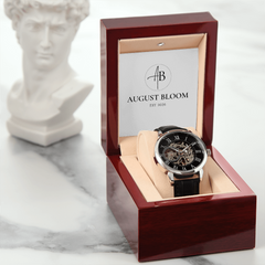 Men's Genuine Leather Openwork Watch