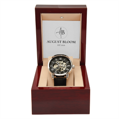 Men's Genuine Leather Openwork Watch