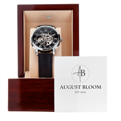 Men's Genuine Leather Openwork Watch