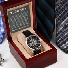To My Man Life, Love, Best Friend – Luxury Openwork Watch Luxury Box w LED